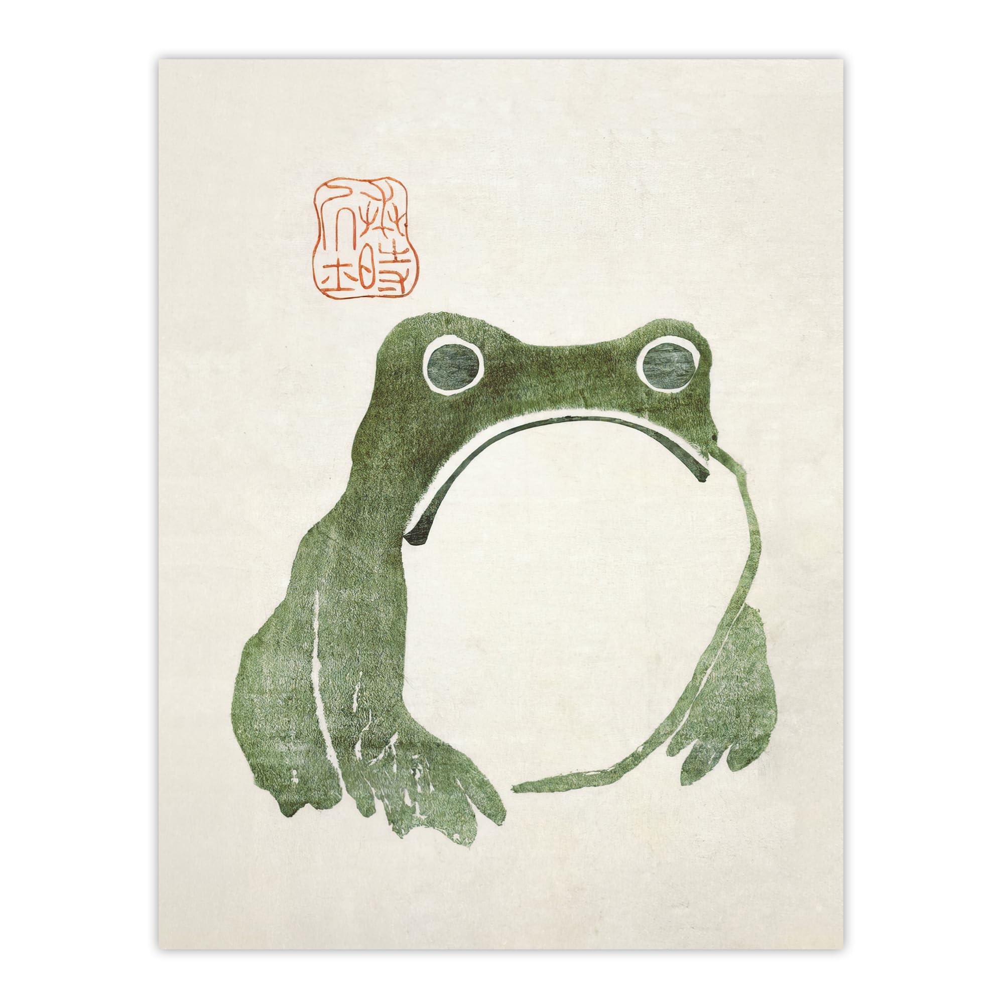 【A4サイズ額付】井上治OsamuInoue『Japanese Anemones Artery8 Vintage Japanese Cute Grumpy Frog Matsumoto Hoji Living